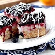Blueberry White Chocolate Cheesecake Rice Krispies Treats