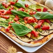 Vegan Eggplant and Tomato Pizza