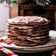 Candy Cane Chocolate Crepe Cake
