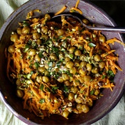 Carrot Salad With Tahini, and Crispy Chickpeas