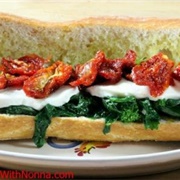 Mozzarella, Dried Tomato and Sautéed Rapini Panini