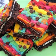 Baked in Color Giant Rainbow Oreo Brownies