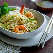 Shrimp and Avocado Noodle Salad With Creamy Ginger Vinaigrette