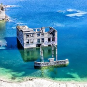An Abandoned Prison That Is Mostly Submerged Underwater in Estonia.