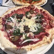 Beetroot and Vegan Mince Pizza