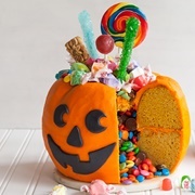 Candy Filled Pumpkin Pail Cake