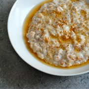 Porridge With Cream and Maple Syrup