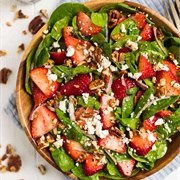 Strawberry, Spinach, Walnut &  Feta Salad With Strawberry Poppyseed Vinaigrette