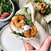 Shrimp Souvlaki Pita
