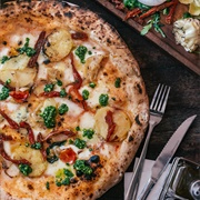 Halloumi Potato and Pesto Pizza