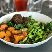 Broccoli Sweet Potato &amp; Falafel Bowl
