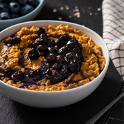 Pumpkin Oatmeal With Blueberry Sauce