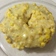 Everything Bagel With Cream Cheese and Corn