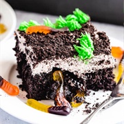 Dirt and Worms Poke Cake