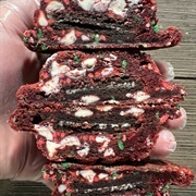 Halfsies Cookie Co Oreo Stuffed Christmas Red Velvet Cookie