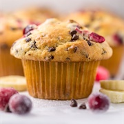 Banana Cranberry and Chocolate Chips Muffin