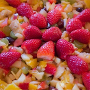 Strawberry Salad With Banana, Kiwi, Orange and Apple