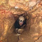 Belly Crawling, Lummelunda Cave, Gotland