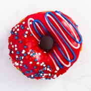 Primo's Donuts Red Stripes 4th of July Donut