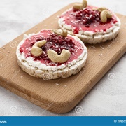 Rice Cakes With Raspberry Jam and Cashew Butter