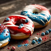 Red, White, and Blue Drizzle Donut (Powsicle Drizzle Donut)