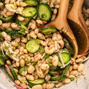 Mixed Green, Navy Bean, and Cucumber Salad