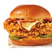 Golden BBQ Chicken Sandwich With Bacon & Cheese