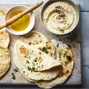 Folded Flatbread With Hummus & Lettuce