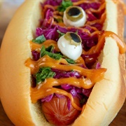 Halloween Slaw Hot Dog