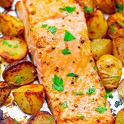 Sheet Pan Salmon and Potatoes With Vegetables