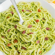 Avocado and Bacon Spaghetti