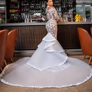 Layered Train Wedding Gown