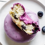Apricot Iced and Blackberry-Filled Blueberry Cruller With Plum Drizzle