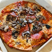 Pepperoni, Mushroom, and Sausage Pizza