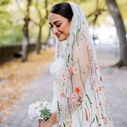 Veil With Colored Decoration