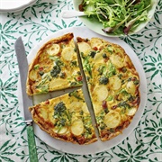 Spanish Tortilla With Broccoli, Chorizo, and Onion