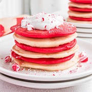 Candy Cane Drizzle Pancakes