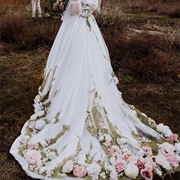 Wedding Train Covered in 3D Flowers