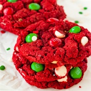 Red Velvet Holiday M&M Cookie
