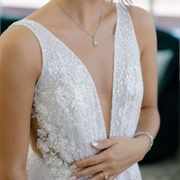 Deep V-Neck Wedding Dress