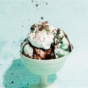 Mint Chocolate Chip Ice Cream Mint Cookie Sundae