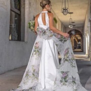 Floral Sash With Wedding Dress