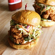 Radish Sprout and Fried Chicken Sandwich