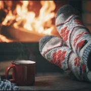 In Front of a Fireplace