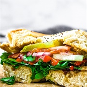 Avocado, Hummus and Salad Bagel