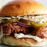 Pickled Carrot and Fried Chicken Sandwich