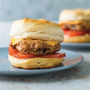 Sausage Patty and Fried Chicken Sandwich