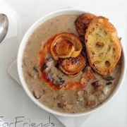 Cream of Mushroom Soup With Goat's Cheese Crostini