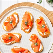 Smoked Salmon and Cream Cheese on Baguette