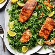 Grilled Salmon With Watercress